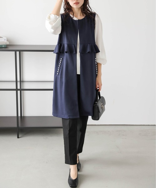 La-gemme（ラジェム）の「ウエストフリル パールポケットジレ（ベスト・レディース・ネイビー/モカ/ブラック・フリー）」の13枚目の写真