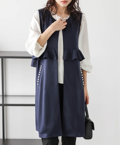 La-gemme（ラジェム）の「ウエストフリル パールポケットジレ（ベスト・レディース・ネイビー/モカ/ブラック・フリー）」の14枚目の写真