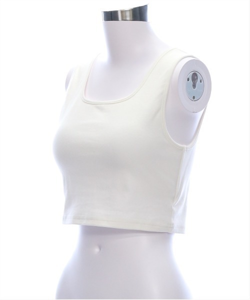 clear（クリア）の「カップ付きチビタンクトップ ［着回し万能］≪2025SS新作≫（タンクトップ・レディース・オフホワイト/ブラック・F）」の6枚目の写真