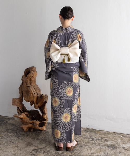 ゆかた館グレース（ユカタカングレース）の「【伊勢形紙×注染】こだわり浴衣2点セット（浴衣・レディース・ベージュ系/ブラック系/グレー系/ネイビー系・FREE）」の16枚目の写真