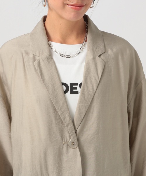 BAYFLOW（ベイフロー）の「[程よい透け感]シアージャケット（テーラードジャケット・レディース・ブラック/グレイッシュベージュ・MEDIUM/SMALL）」の16枚目の写真