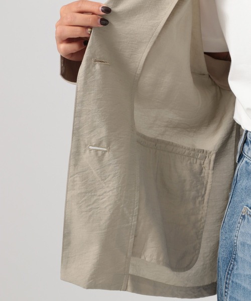 BAYFLOW（ベイフロー）の「[程よい透け感]シアージャケット（テーラードジャケット・レディース・ブラック/グレイッシュベージュ・MEDIUM/SMALL）」の21枚目の写真