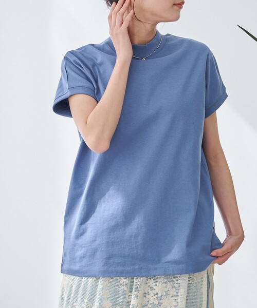 coen(コーエン)の「リピT・USAコットンフレンチスリーブTシャツ(WEB限定カラー)(Tシャツ/カットソー・レディース・ブラック/オフホワイト/ダークグレー/ロイヤルブルー/その他1/その他2/その他4/その他3・M/L)」の4枚目の写真