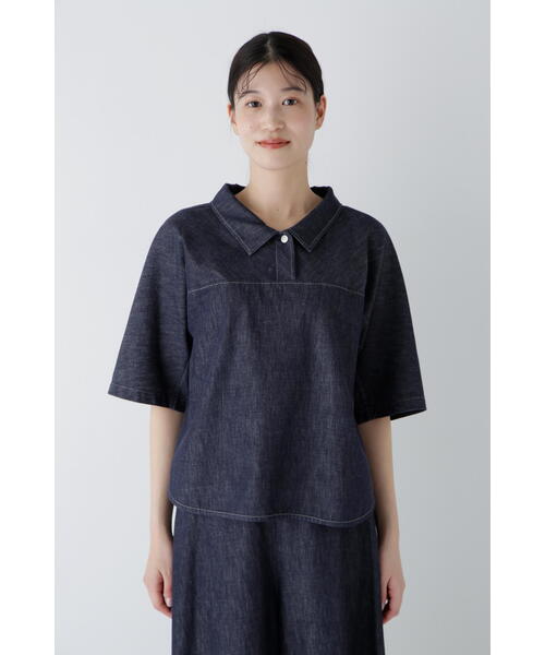 human woman(ヒューマンウーマン)の「◆ライトオンスデニムブラウス(シャツ/ブラウス・レディース・ブルー/ネイビー・MEDIUM)」の14枚目の写真
