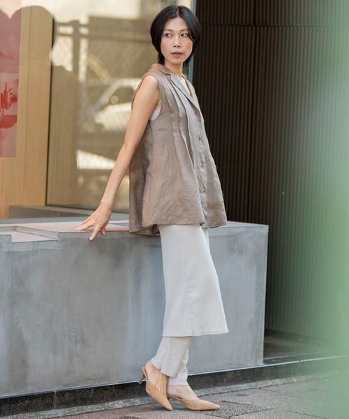 Munich（ミューニック）の「【吸水性」【発散性」フレンチリネンタックブラウス（シャツ/ブラウス・レディース・モカ/ホワイト/コーラルピンク/ライトピンク・FREE）」の19枚目の写真