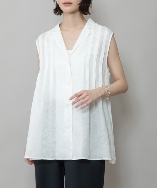 Munich（ミューニック）の「【吸水性」【発散性」フレンチリネンタックブラウス（シャツ/ブラウス・レディース・モカ/ホワイト/コーラルピンク/ライトピンク・FREE）」の8枚目の写真