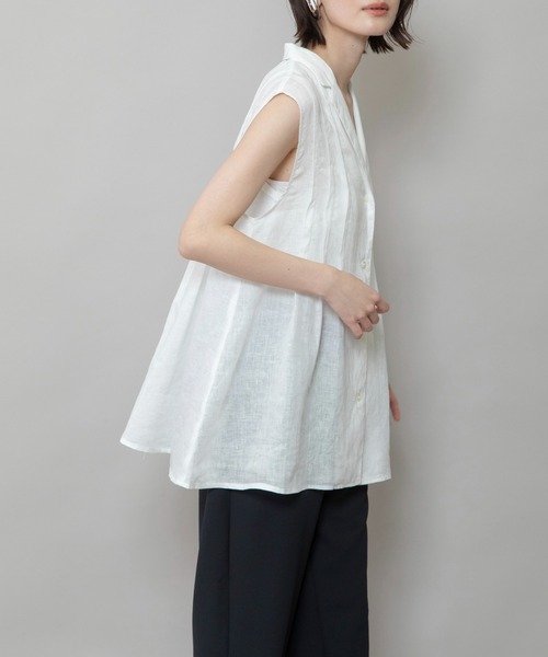 Munich（ミューニック）の「【吸水性」【発散性」フレンチリネンタックブラウス（シャツ/ブラウス・レディース・モカ/ホワイト/コーラルピンク/ライトピンク・FREE）」の7枚目の写真