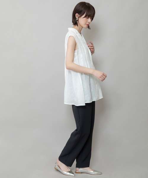 Munich（ミューニック）の「【吸水性」【発散性」フレンチリネンタックブラウス（シャツ/ブラウス・レディース・モカ/ホワイト/コーラルピンク/ライトピンク・FREE）」の15枚目の写真