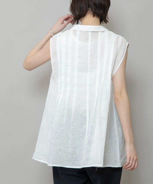 Munich（ミューニック）の「【吸水性」【発散性」フレンチリネンタックブラウス（シャツ/ブラウス・レディース・モカ/ホワイト/コーラルピンク/ライトピンク・FREE）」の6枚目の写真