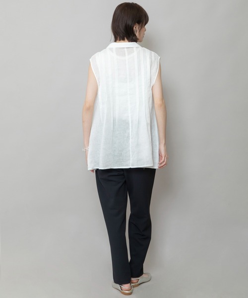 Munich（ミューニック）の「【吸水性」【発散性」フレンチリネンタックブラウス（シャツ/ブラウス・レディース・モカ/ホワイト/コーラルピンク/ライトピンク・FREE）」の5枚目の写真