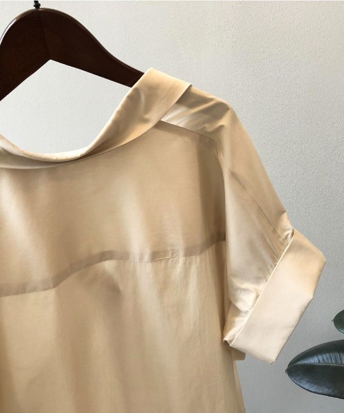 Forcement(フォースメント)の「美シルエット。さらりと快適Vネック立体半袖スキッパーシャツ夏ブラウス(シャツ/ブラウス・レディース・ホワイト/ベージュ/ブラック・ONESIZE)」の18枚目の写真