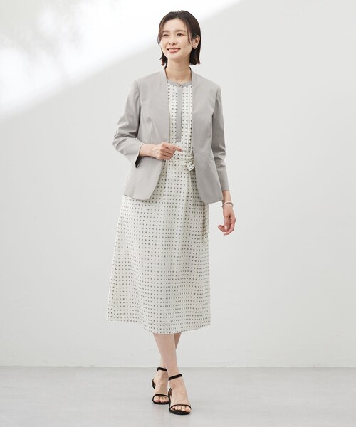 J.PRESS(ジェイプレス)の「【洗える】ジオメトリックプリント ワンピース(ワンピース・レディース・ホワイト系5/サックスブルー系5/ネイビー系5・11/9)」の7枚目の写真