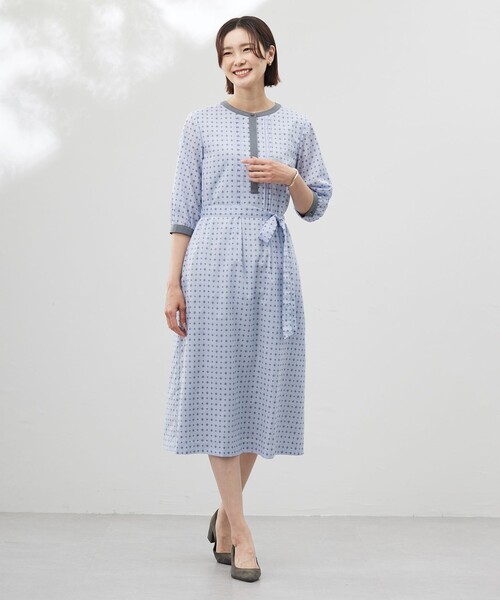 J.PRESS(ジェイプレス)の「【洗える】ジオメトリックプリント ワンピース(ワンピース・レディース・ホワイト系5/サックスブルー系5/ネイビー系5・11/9)」の9枚目の写真