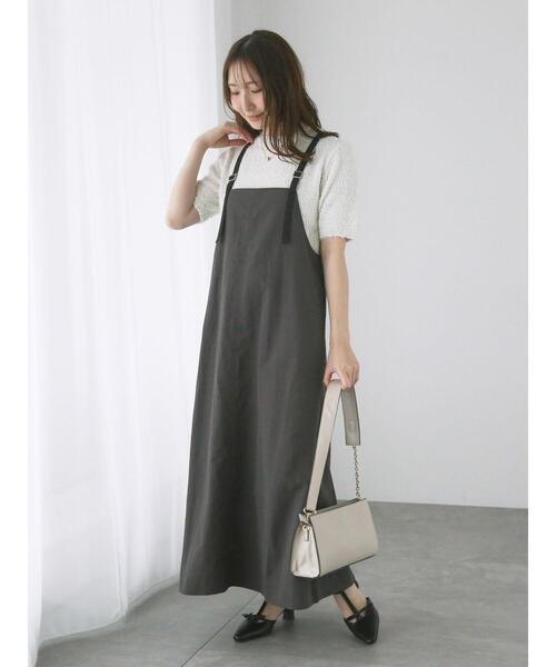 Te chichi TERRASSE（テチチテラス）の「ナイロンキャミワンピース（ワンピース・レディース・カーキ/チャコールグレー/ベージュ・F）」の2枚目の写真