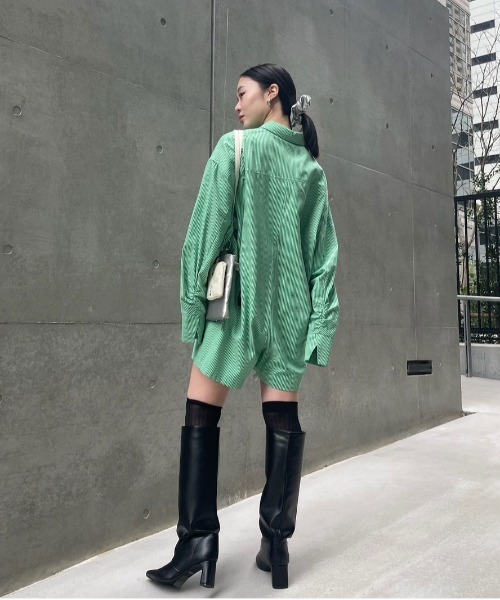 STRIPE SHIRT ROMPERS（つなぎ/オールインワン）｜Ameri（アメリ