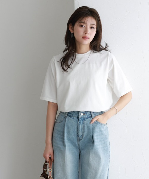 Pierrot(ピエロ)の「イージーケアバックジップデザインTシャツ(Tシャツ/カットソー・レディース・チャコール/オフホワイト/ブラック・M/L)」の7枚目の写真