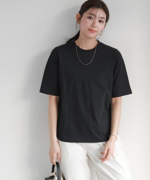 Pierrot(ピエロ)の「イージーケアバックジップデザインTシャツ(Tシャツ/カットソー・レディース・チャコール/オフホワイト/ブラック・M/L)」の16枚目の写真
