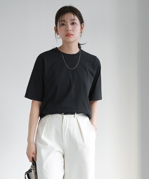 Pierrot(ピエロ)の「イージーケアバックジップデザインTシャツ(Tシャツ/カットソー・レディース・チャコール/オフホワイト/ブラック・M/L)」の18枚目の写真