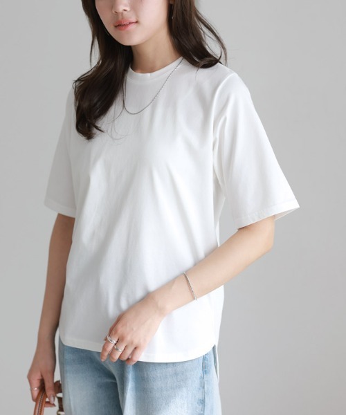 Pierrot(ピエロ)の「イージーケアバックジップデザインTシャツ(Tシャツ/カットソー・レディース・チャコール/オフホワイト/ブラック・M/L)」の4枚目の写真