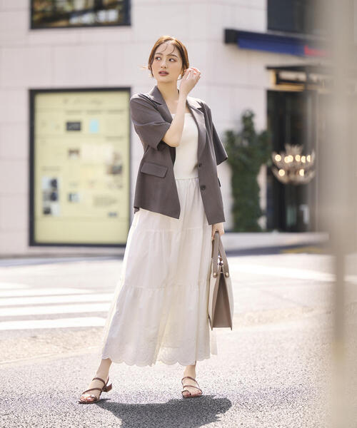 PROPORTION BODY DRESSING（プロポーションボディドレッシング）の「ハーフジャケット / 1215150500（テーラードジャケット・レディース・オフホワイト/ダークグレー・SMALL/MEDIUM）」の3枚目の写真