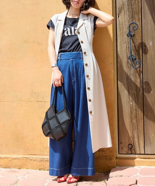 美easy】リネンライクジレワンピース【接触冷感/洗える】（ワンピース