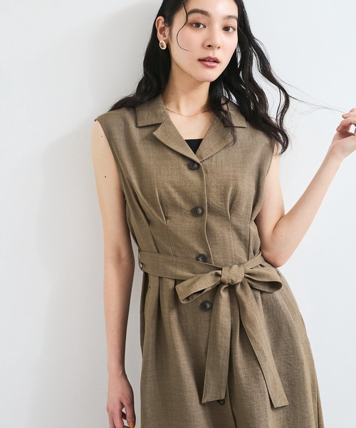 VIS（ビス）の「【美easy】リネンライクジレワンピース【接触冷感/洗える】（ワンピース・レディース・ネイビー/グリーン系その他2/キナリ・FREE）」の18枚目の写真