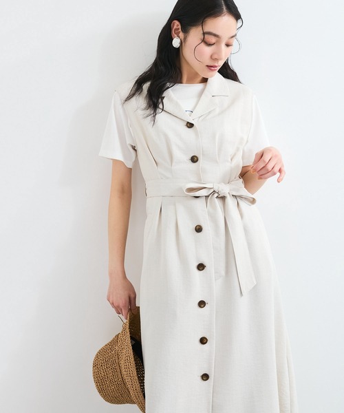 VIS（ビス）の「【美easy】リネンライクジレワンピース【接触冷感/洗える】（ワンピース・レディース・ネイビー/グリーン系その他2/キナリ・FREE）」の22枚目の写真