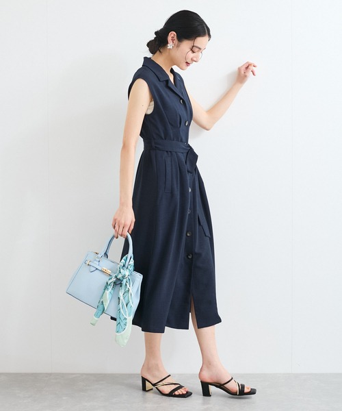 VIS（ビス）の「【美easy】リネンライクジレワンピース【接触冷感/洗える】（ワンピース・レディース・ネイビー/グリーン系その他2/キナリ・FREE）」の5枚目の写真