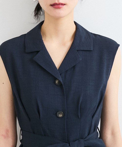 VIS（ビス）の「【美easy】リネンライクジレワンピース【接触冷感/洗える】（ワンピース・レディース・ネイビー/グリーン系その他2/キナリ・FREE）」の10枚目の写真