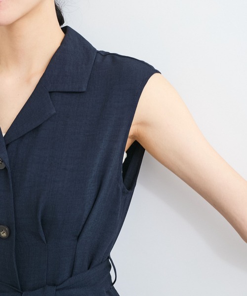 VIS（ビス）の「【美easy】リネンライクジレワンピース【接触冷感/洗える】（ワンピース・レディース・ネイビー/グリーン系その他2/キナリ・FREE）」の11枚目の写真
