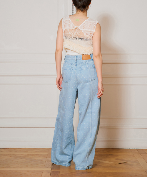 IENA LA BOUCLE ソフトデニムスクウェアドットシルエットパンツ IENA LA BOUCLE ソフトデニムスクウェアドットシルエットパンツ