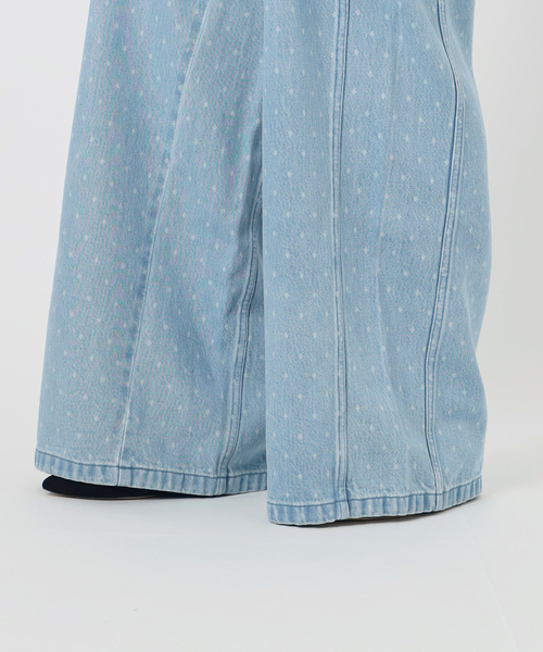 美品 IENA LA BOUCLE ソフトデニムスクエアドットシルエットパンツ IENA LA BOUCLE ソフトデニムスクウェアドットシルエットパンツ