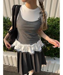 WC | バイカラーフェイクレイヤードデザインT(Tシャツ/カットソー)