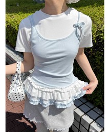 WC | バイカラーフェイクレイヤードデザインT(Tシャツ/カットソー)