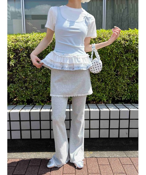 WC(ダブル シー)の「バイカラーフェイクレイヤードデザインT(Tシャツ/カットソー・レディース・グレー/サックスブルー・FREE)」の7枚目の写真