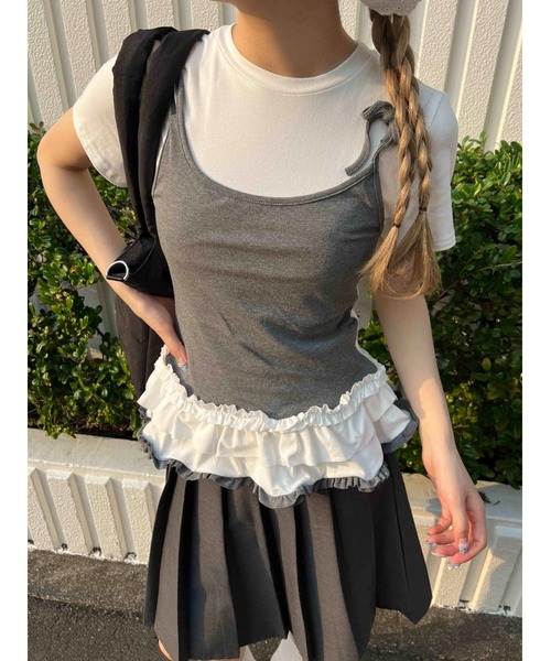 WC(ダブル シー)の「バイカラーフェイクレイヤードデザインT(Tシャツ/カットソー・レディース・グレー/サックスブルー・FREE)」の19枚目の写真