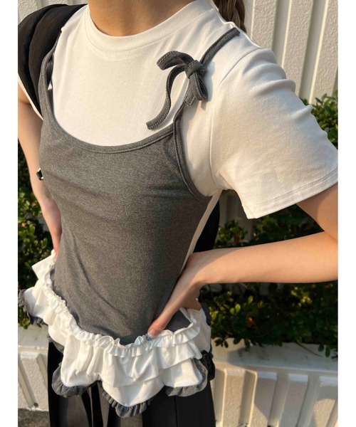 WC(ダブル シー)の「バイカラーフェイクレイヤードデザインT(Tシャツ/カットソー・レディース・グレー/サックスブルー・FREE)」の17枚目の写真