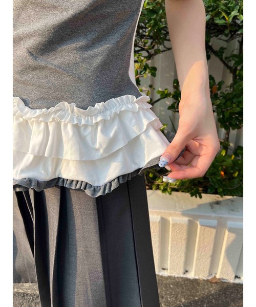 WC(ダブル シー)の「バイカラーフェイクレイヤードデザインT(Tシャツ/カットソー・レディース・グレー/サックスブルー・FREE)」の16枚目の写真