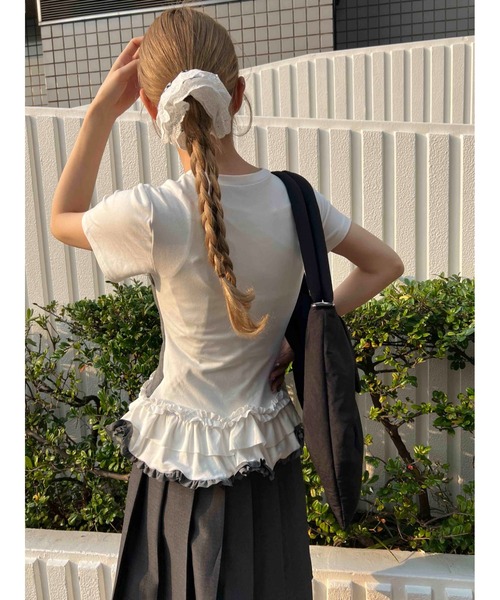 WC(ダブル シー)の「バイカラーフェイクレイヤードデザインT(Tシャツ/カットソー・レディース・グレー/サックスブルー・FREE)」の15枚目の写真