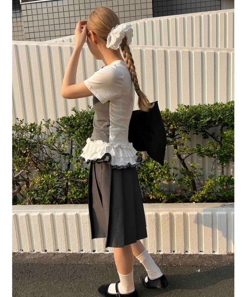 WC(ダブル シー)の「バイカラーフェイクレイヤードデザインT(Tシャツ/カットソー・レディース・グレー/サックスブルー・FREE)」の14枚目の写真