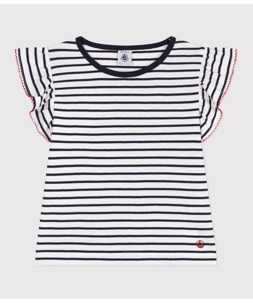 PETIT BATEAU(プチバトー)の「半袖Tシャツ(Tシャツ/カットソー・キッズ・ホワイト×ネイビー・6YEAR/8YEAR/10YEAR/12YEAR)」の1枚目の写真