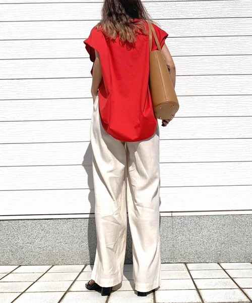 Q（キュー）の「リネンライクセミワイドパンツ（その他パンツ・レディース・アイボリー/ブラック・MEDIUM）」の16枚目の写真