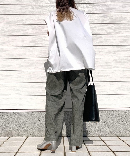 Q（キュー）の「リネンライクセミワイドパンツ（その他パンツ・レディース・アイボリー/ブラック・MEDIUM）」の21枚目の写真