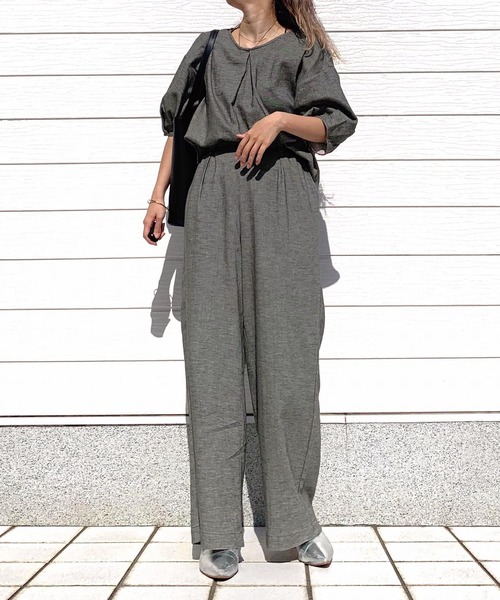 Q（キュー）の「リネンライクセミワイドパンツ（その他パンツ・レディース・アイボリー/ブラック・MEDIUM）」の22枚目の写真