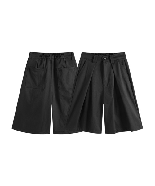 新品【MIESROHE ミースロエ】ワイド　ハーフ パンツ　ガウチョ　タック　黒 ワイドパンツ｜MIESROHE（ミースロエ）公式サイト