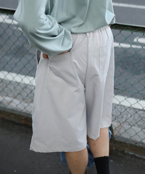 ホワイト タック入り ハーフパンツ タック入りワイドハーフパンツ ブラック グレー S M L TK0753