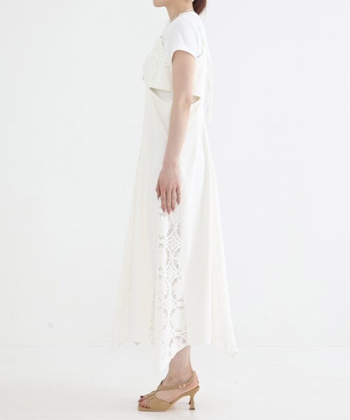 レースコンビサイドスリットキャミワンピース｜細見え/秋服