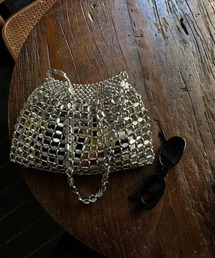 DEVICE | メタルシルバー ビーズ ミニ ハンドバッグ キラキラ 韓国ファッション 肩掛けバッグ 韓国ストリート ストリートファッション(ハンドバッグ)