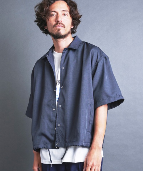 COMMON WARE（コモンウェアー）の「COMMONWARE:コーチシャツジャケットS/S（シャツ/ブラウス・メンズ・ネイビー/ブラック/チャコールグレー・M/XL/L）」の2枚目の写真
