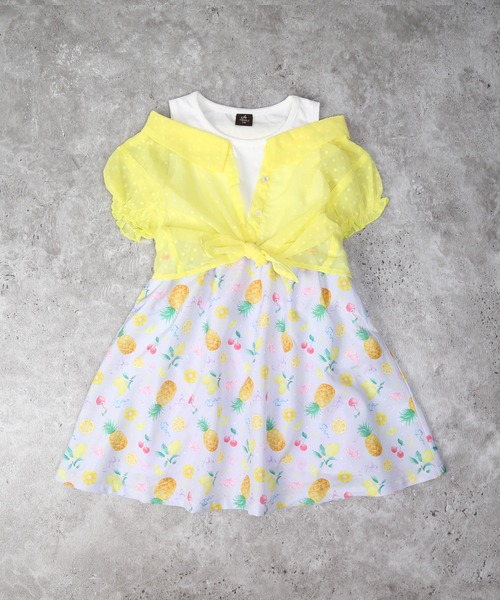 AIMABLE（エマーブル）の「ドッキングワンピース（ワンピース・キッズ・ミント/イエロー・100/110/120/130/140）」の2枚目の写真